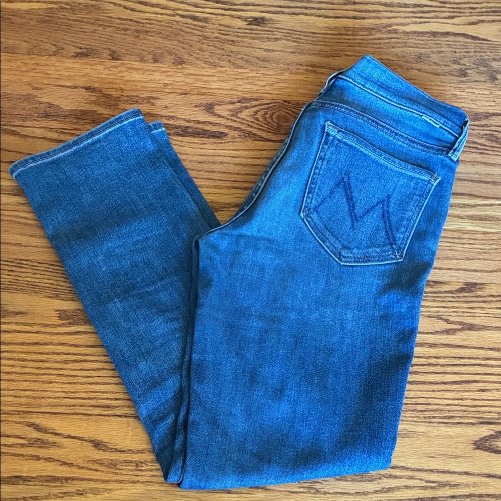 MOTHER Straight Leg Jeans in Deep Blue Denim